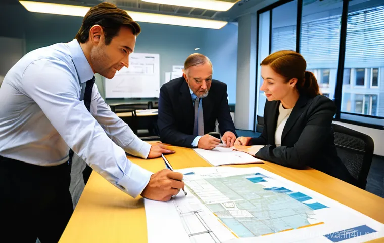 건축평가사의 성공을 위한 마인드셋 - **Prompt:** A thoughtful and visionary female appraiser, in her early 40s, stands before an old, sli...