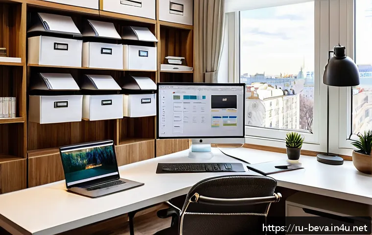 건축평가사의 재택근무 경험 - A modern, well-organized remote real estate appraisal workspace set in a cozy Moscow apartment, feat...