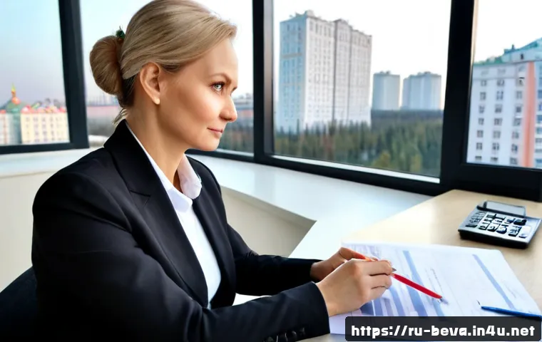 Home 17 건축평가사 커리어 패스 추천 - Photorealistic career-planning scene for a Russian real estate appraisal professional: confident mid...