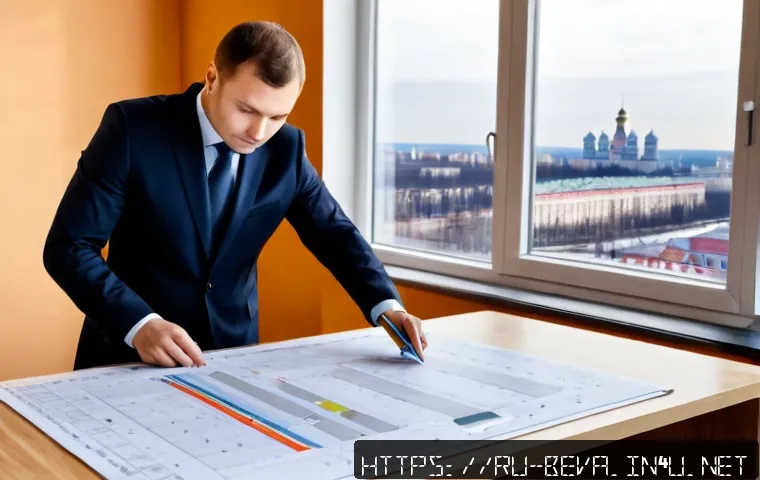 건축평가와 부동산 가치 평가 - Photorealistic real estate appraisal scene in a modern Moscow apartment, a professional property val...